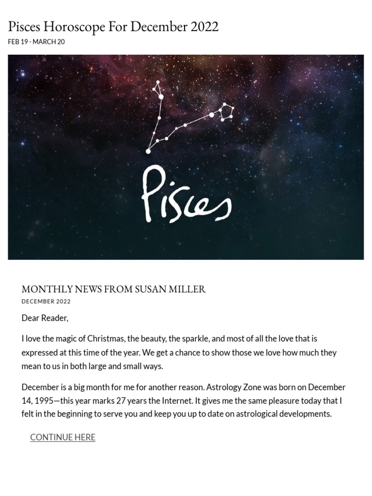 Get insights from pisces daily horoscope susan miller right away!