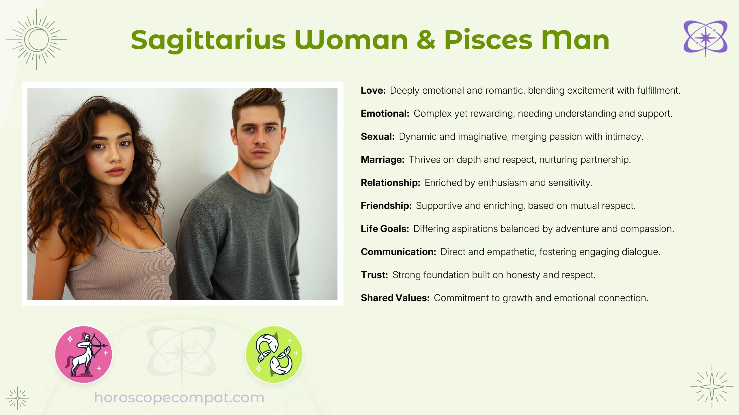 Are Sagittarius woman and Pisces man compatible in bed？ See how their chemistry works!