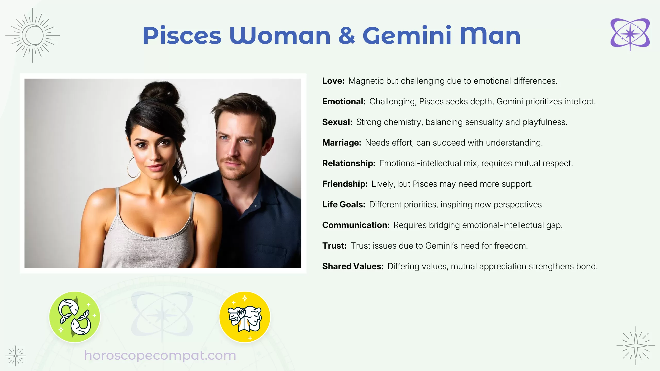 Pisces woman and gemini man marriage： Is their compatibility high？