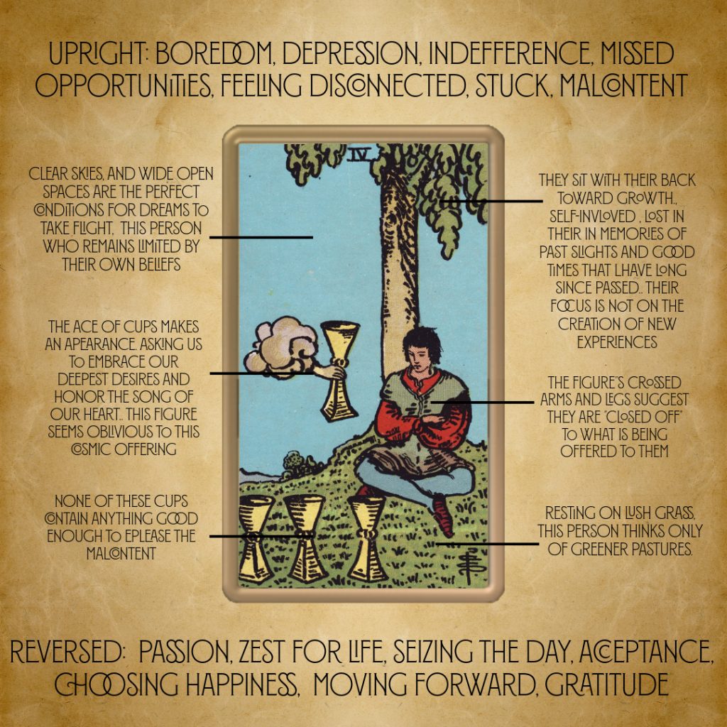 Feeling Stuck？ Four of Cups as Advice Helps.