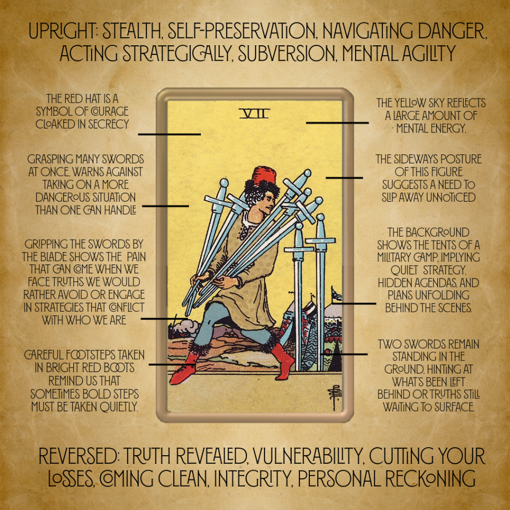 How does the 7 of swords affect your love life (Dealing with cheating and secretive behavior patterns)