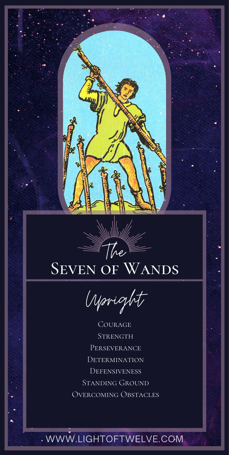 7 of Wands Health meaning： Overcome illness and stay strong.