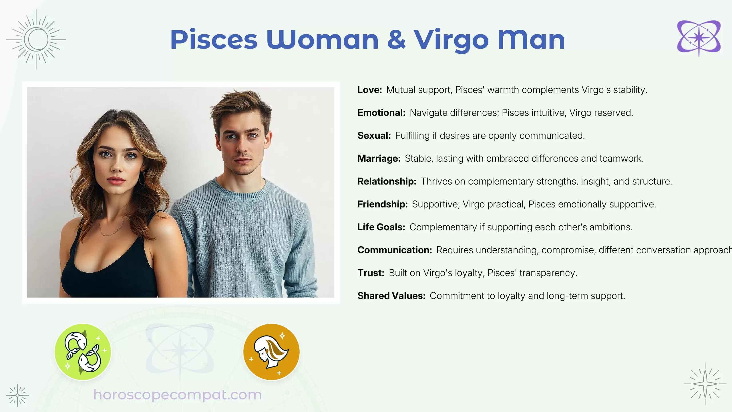 Pisces Woman and Virgo Man： Understand their unique bond!