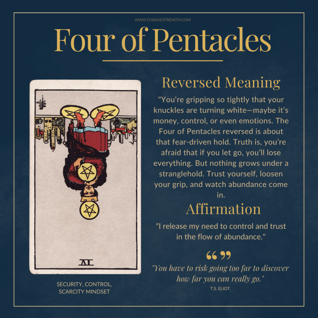 4 of Pentacles reversed: Is it time to let go?